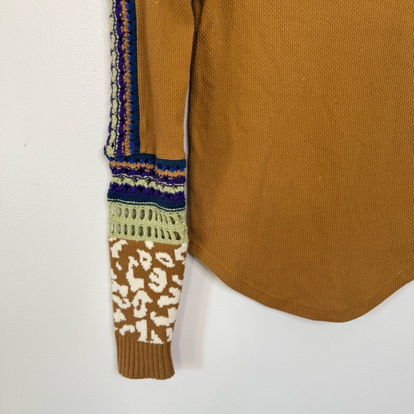 Free People Switch It Up Orange Thermal Top Size Small Brown - Picture 3 of 6
